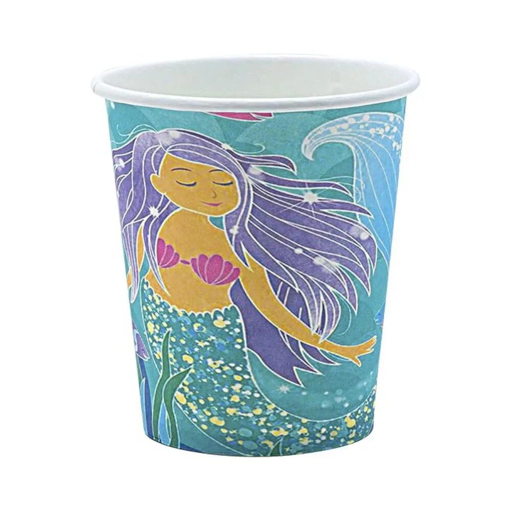 Mermaid Theme Party Pack--Plates, cups, party favors & Bags, fork, Spoon for 10